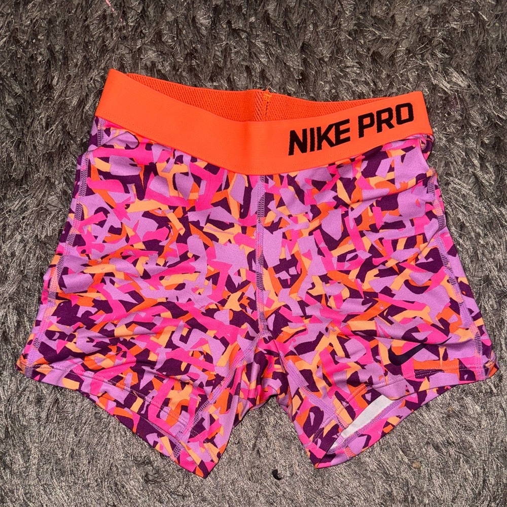 Nike Pro Women's Athletic Shorts - Pink and Purple